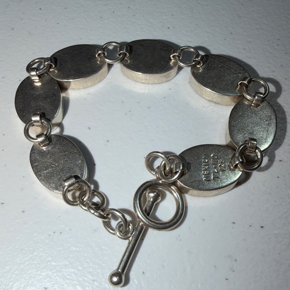 Taxco 925 Sterling Oval Turquoise Toggle Bracelet 7.5" (2) - Picture 2 of 8